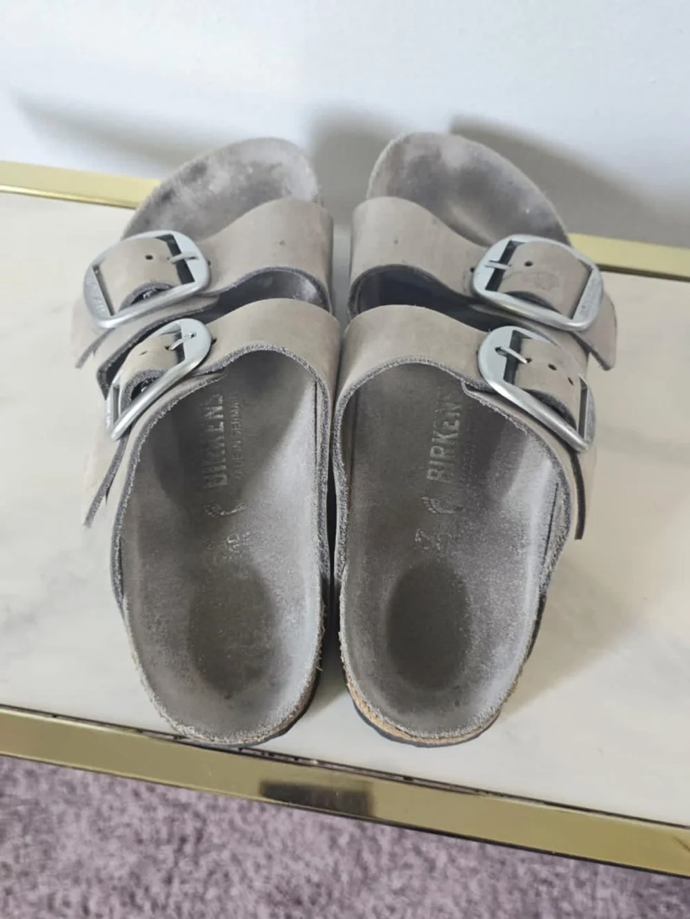 Birkenstock Arizona Big Buckle Dove Gray Sandals Size 37.